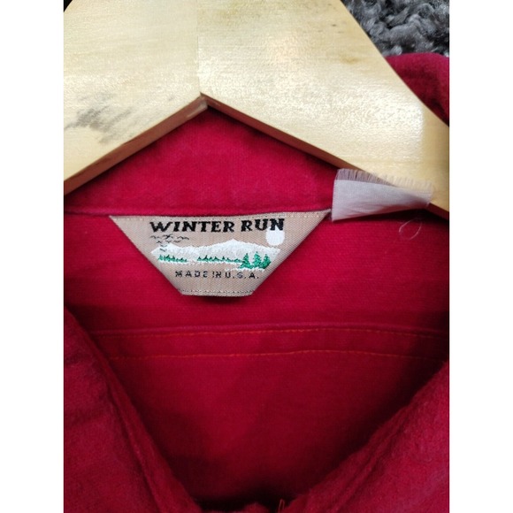 Vintage Winter Run Chamois Flannel Men XL Red Button‎ Up Long Sleeve - Picture 3 of 5